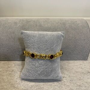 Gold Bracelet with Red Accent 💕